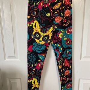 Women's Colorful Cat Sugar Skull Leggings Size S Yoga Fitness‎